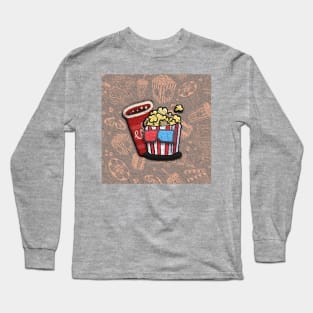 3D cinema popcorn movie night with friends Long Sleeve T-Shirt